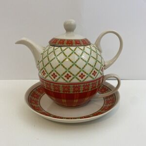 2005 Harry & David Medford Oregon Tea For One Teapot w/ Saucer 6''
